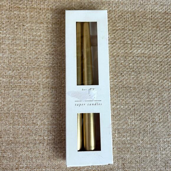 Vintage Pier 1 Gold Taper Candles Set of 2 in Box Metallic Unused - Picture 1 of 5